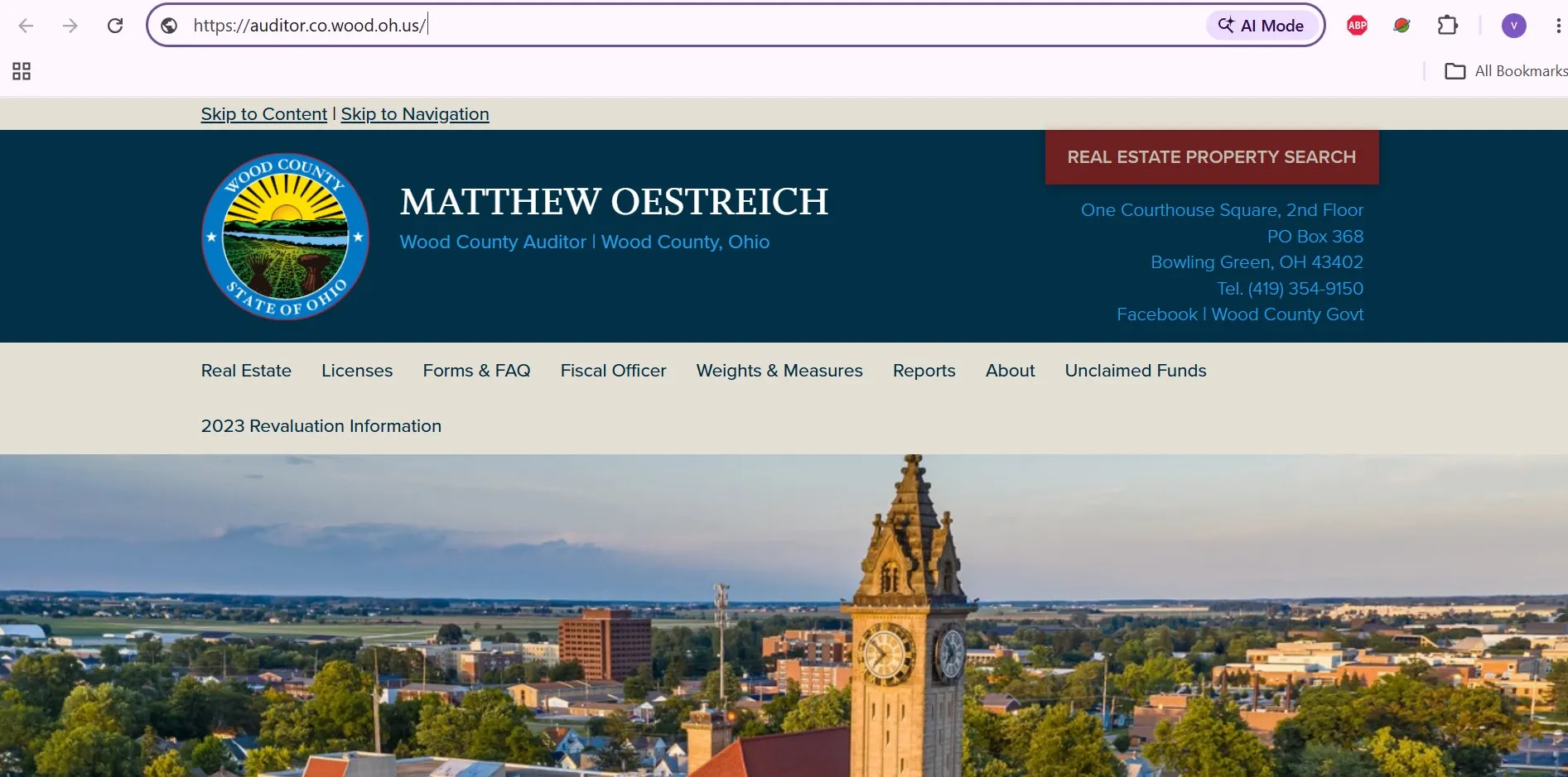 Official Wood County Ohio Auditor property search interface for finding parcels and real estate records
