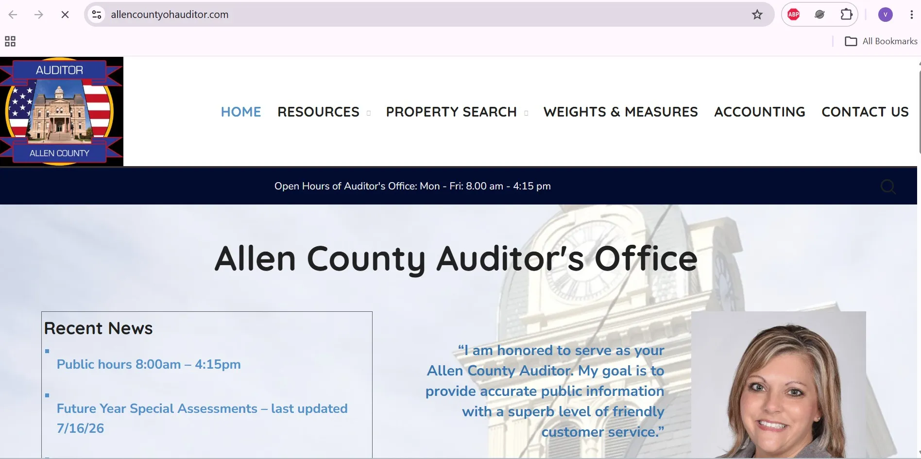 Allen County Ohio Auditor property search with owner, address, parcel number and legal description lookup options