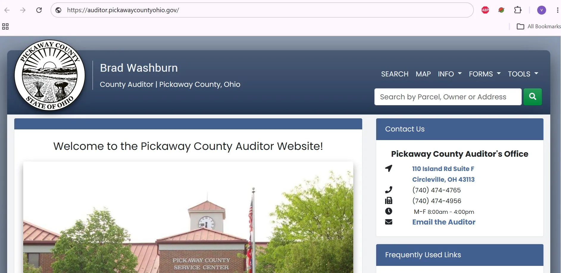 Pickaway County Auditor property search with parcel, owner, address and GIS map options