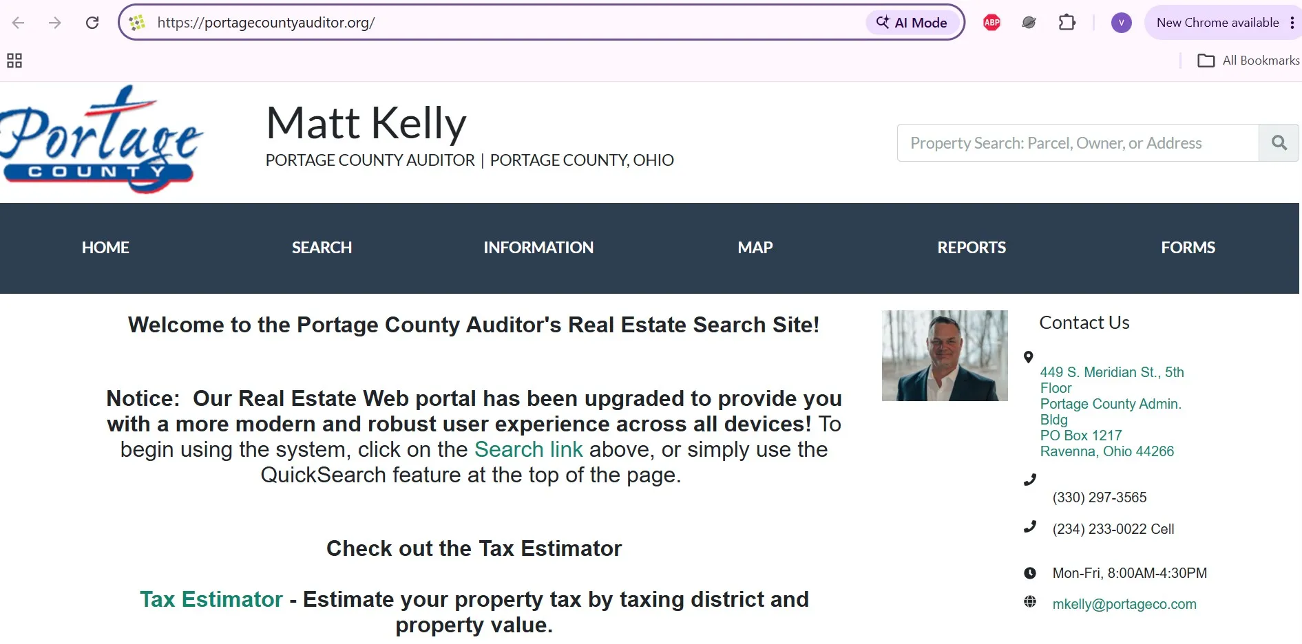 Official Portage County Ohio Auditor property search with real estate search, map and records options