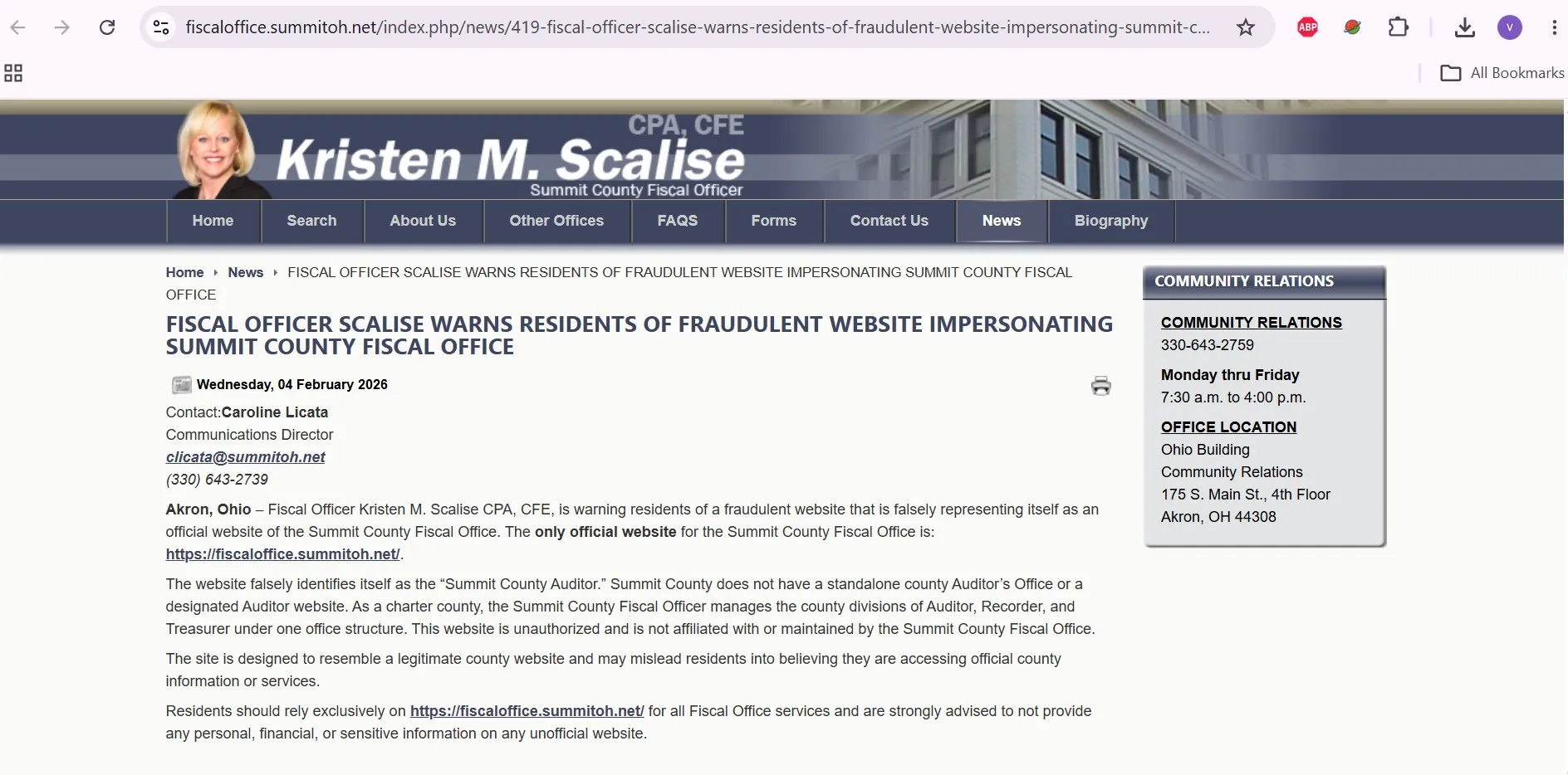 Official Summit County Fiscal Office property search with parcel owner and address lookup options