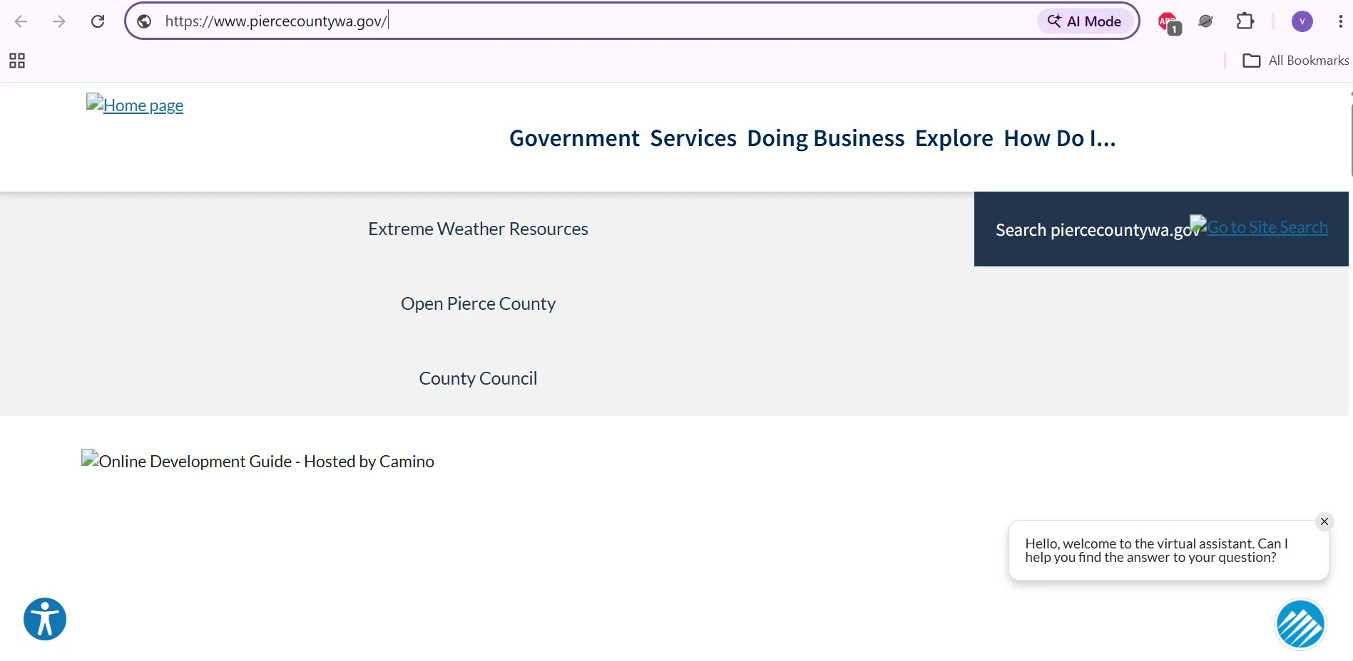 Pierce County Washington property search portal with parcel lookup controls and GIS map