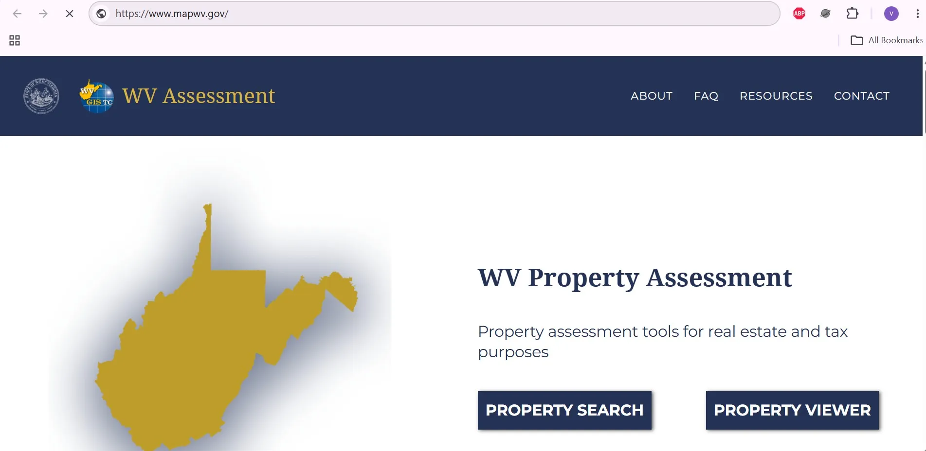 West Virginia property assessment search with county, owner, address and parcel lookup fields